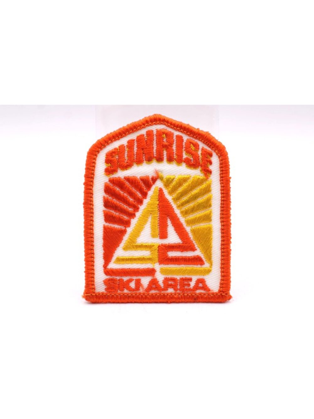Vintage Sunrise Ski Area Embroidered Patch Orange & Yellow Retro Design